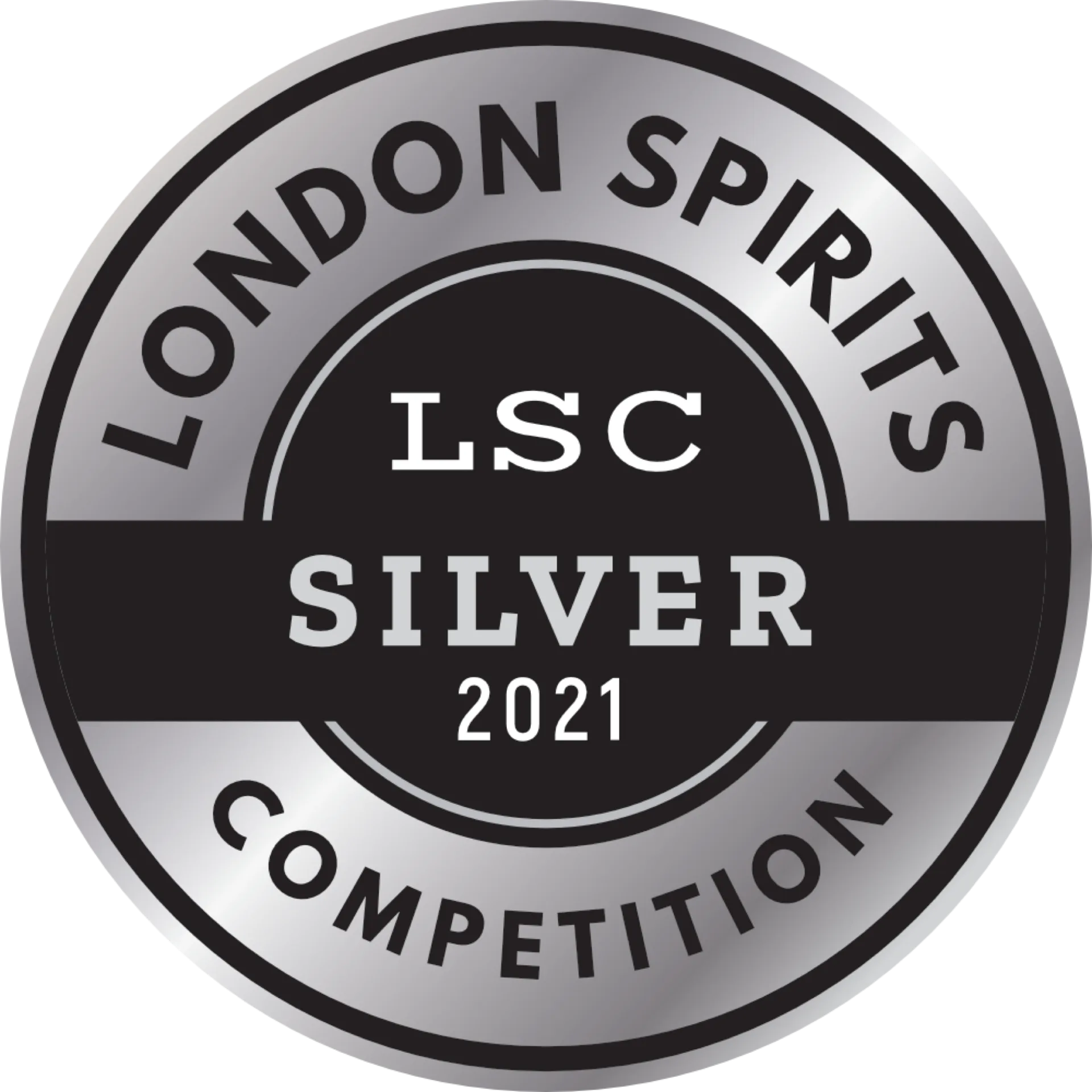 Silber-Auszeichnung 2021 für die Schlitzer Destillerie beim LSC – London Spirits Competition Silbermedaille der London Spirits Competition 2021 mit Schriftzug "LSC Silver 2021", Symbol für internationale Auszeichnung hochwertiger Spirituosen der Schlitzer Destillerie.