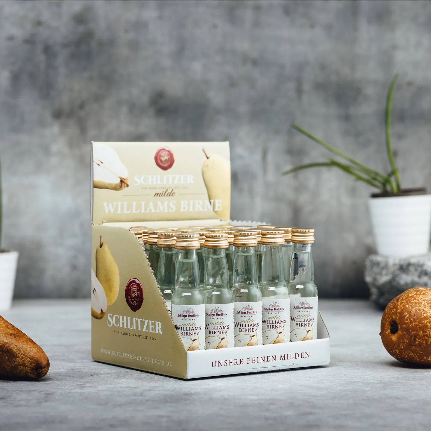 Milde Williams-Christ Birne Minis Milde Williams-Christ Birne Minis – als Miniaturflasche | Schlitzer Destillerie