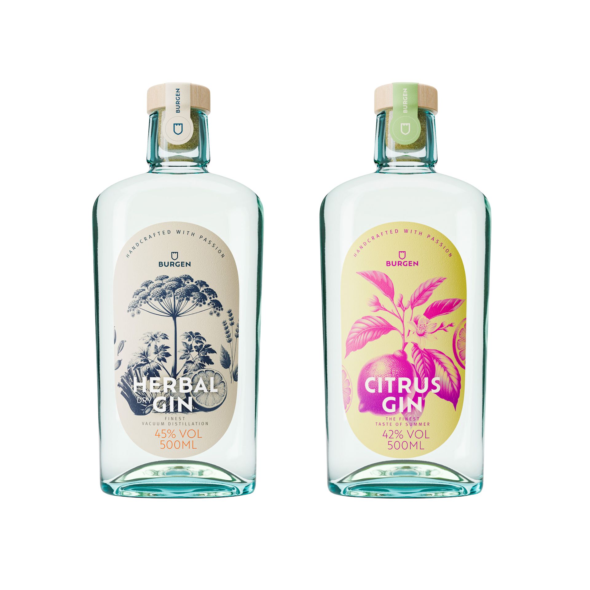 Premium Gin Bundle mit zwei Flaschen und stilvollem Glas – Schlitzer Destillerie Produktfoto eines Gin-Bundles der Schlitzer Destillerie: Drei unterschiedliche Ginflaschen in stilvoller Verpackung nebeneinander arrangiert, auf hellem Hintergrund – ideales Geschenkset für Gin-Liebhaber.