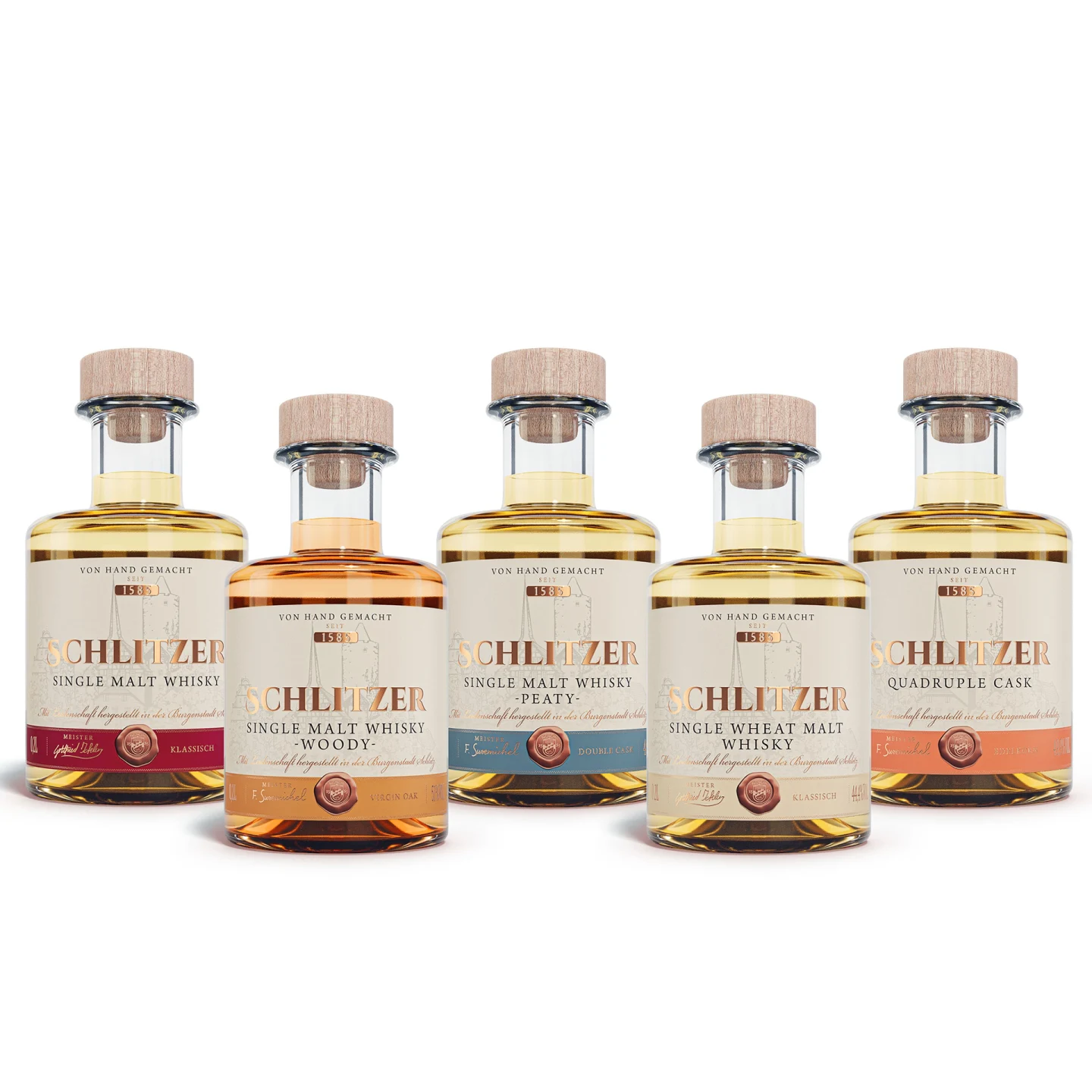 Whisky-Probierpaket 5×200 ml – Fünf Schlitzer Whiskys Whisky-Probierpaket 5×200 ml – Fünf Schlitzer Whiskys | Schlitzer Destillerie