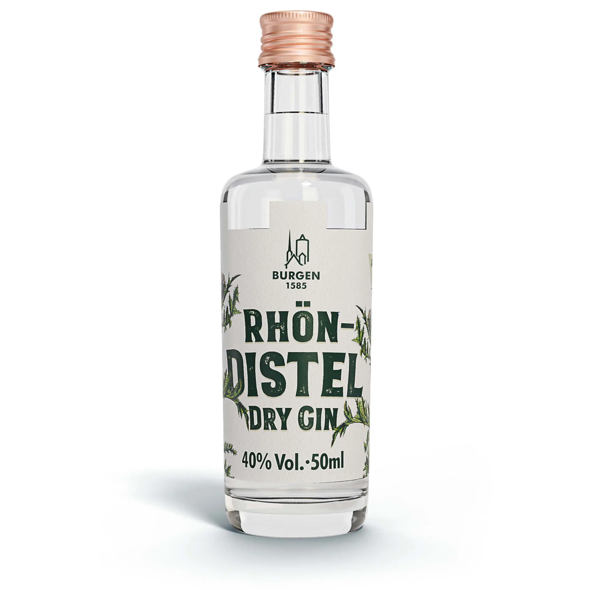 Rhöndistel Dry Gin 40%vol. in einer 0,05 Liter Flasche mit Schraubverschluss