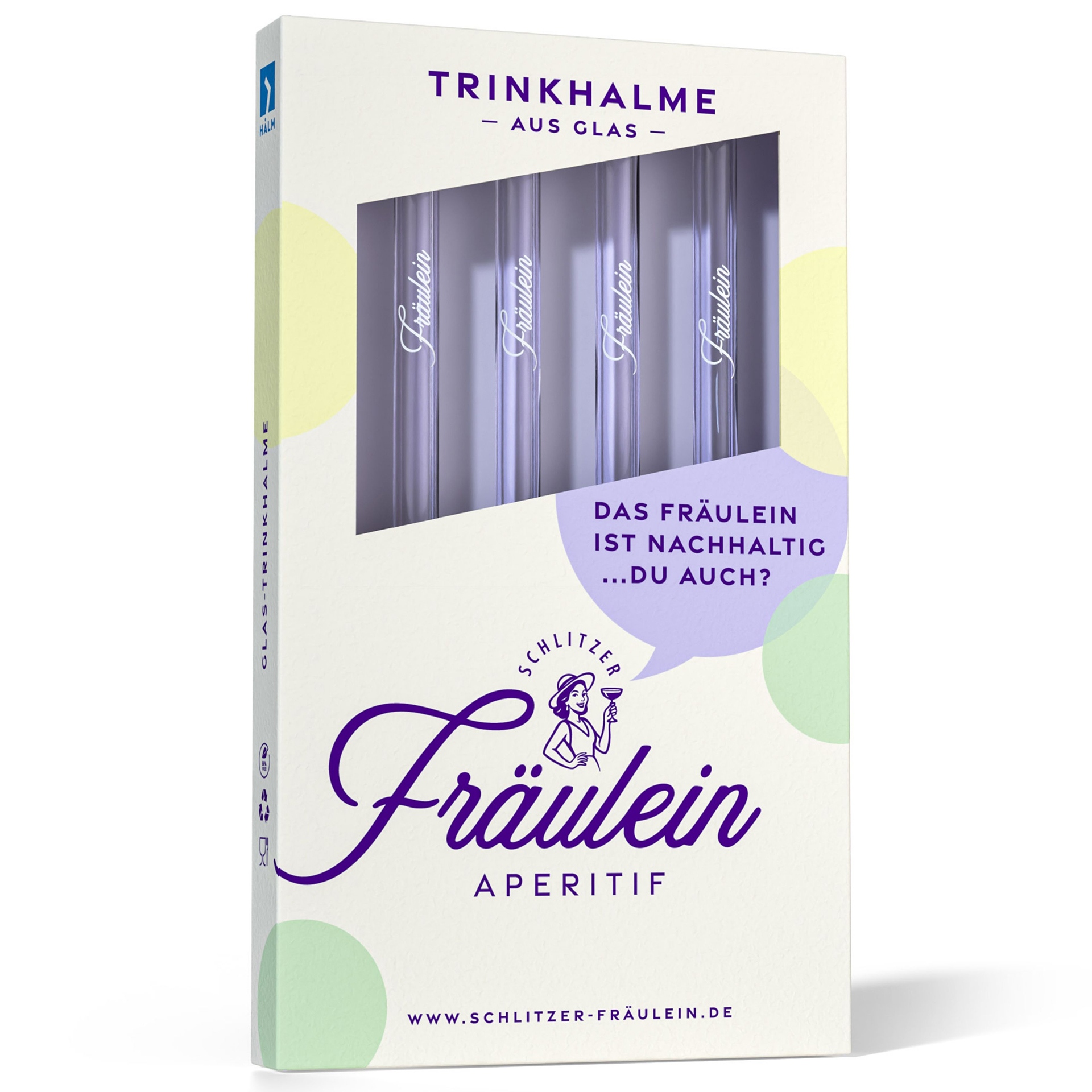 Fräulein Glasstrohhalme (4x20cm) inkl. Reinigungsbürste Fräulein Glasstrohhalme (4x20cm) inkl. Reinigungsbürste | Schlitzer Destillerie